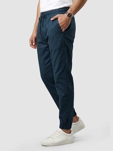 Image of Beyoung Cotton Solid Elastic with Drawstring Cargo Joggers for Men | Regular Fit | 2 Spacious Pockets | Smooth Texture