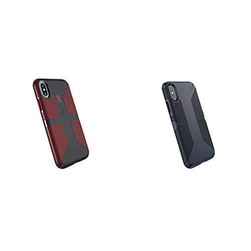 Speck Products CandyShell Grip Cell Phone Case for iPhone Xs/iPhone X Charcoal Grey/Dark Poppy Red & Products Presidio Grip iPhone Xs/iPhone X Case, Eclipse Blue/Carbon Black