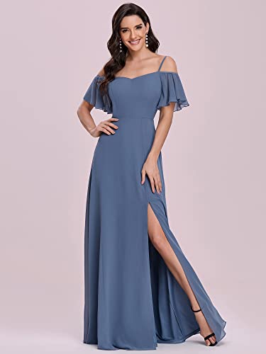 Image of Ever-Pretty Women's Formal Dresses Off Shoulder Short Sleeve Split A-Line Floor Length Bridesmaid Dresses 0237