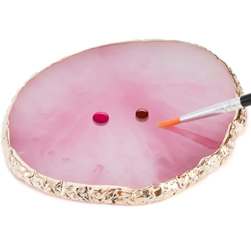 Image of NAILWIND Resin Stone Nail Art Palette, Nail Mixing Palette with Diamond Base, Nail Art Cosmetic Mixing Palette Color Mixing Pigment Polish Holder Nail Art Painting Gel Palette Round Mix - 1 pcs