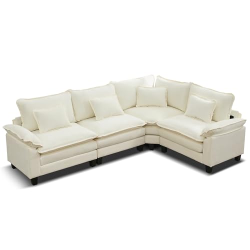 Image of URRED Oversized Modular Sectional Sofa,White:116 inch V Shaped