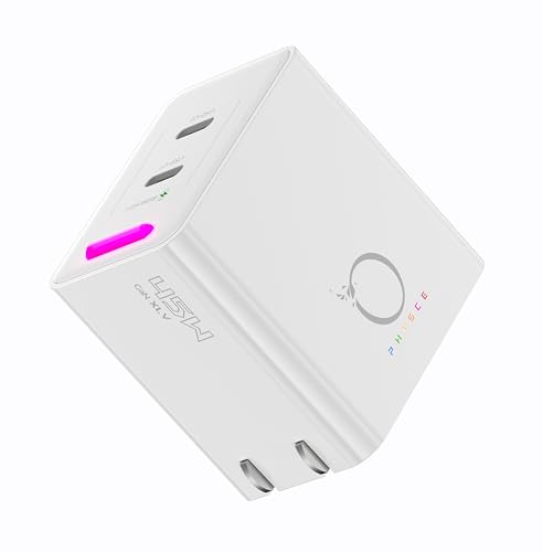 Image of 45W GaN Charger, Up to 48% Faster Two-Device Charging, Sustained 45W Dual USB-C Output, Foldable Plug with 360 RGB Status Light & One-Tap Control, for MacBook Air, iPhone 17 /16 /15, iPad