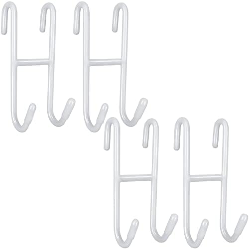 4 Pack Shower Door Hook,White Over the Glass Door Towel Hooks for Bathroom Frameless Glass Shower Door Heavy Duty Rubber Coated Rack Hook for Hanging Towels, Loofah, Squeegee, Robe, Bathing Suits