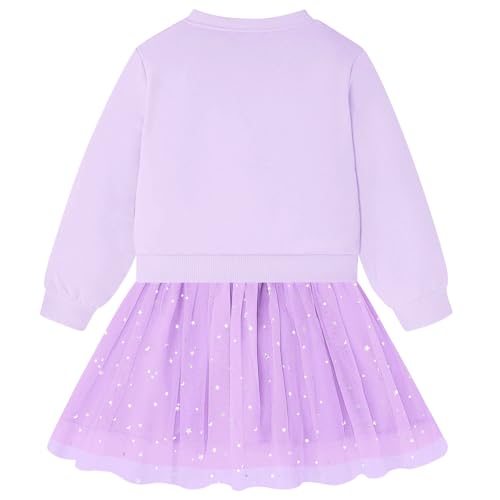 Toddler Long Sleeve Dress Pretty Purple Sequin Mesh Skirt Girls Unicorn Tutu Tulle Dresses Kids Fall Winter Outfit Sweatshirt Dress Size 2t 3t — view 3