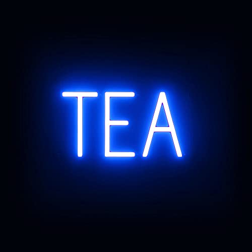 Image of SpellBrite LED Neon TEA Sign for Business - Blue, 13 inch x 6 inch | Ultra-Bright Click-Together Signage for Cafes, with Visibility from 500 Feet - 8 Animations, 6 Brightness Settings