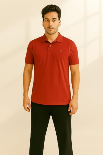 Image of Force NXT Men's Premium Microfiber Fabric Solid T-Shirt | Polo Neck Half-Sleeves T-Shirt for Men | Label Free with Anti-Static for Daily Uses