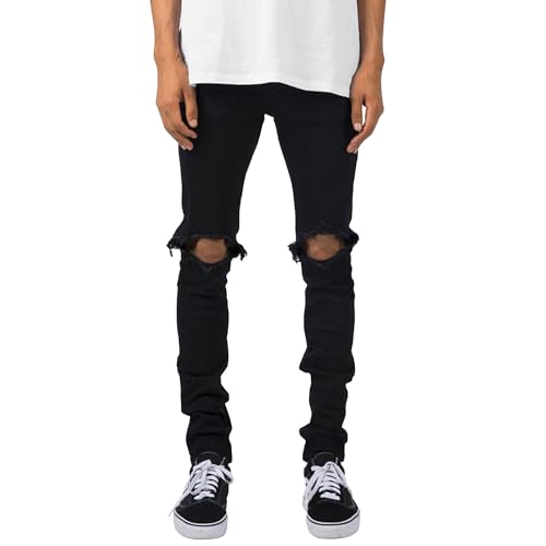 Mens Skinny Jeans Slim Straight Jeans for Men Trendy Ripped Distressed Classic Denim Pants Stretchy Jean