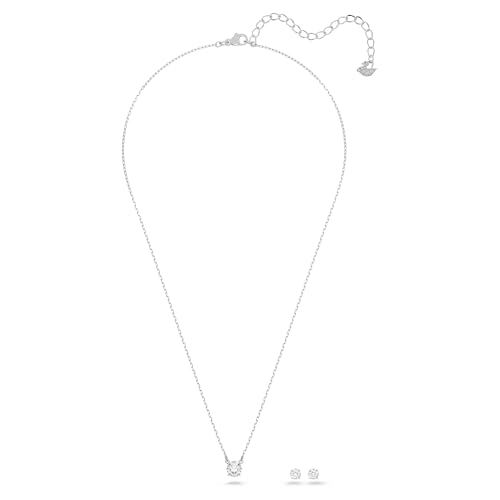 Swarovski Attract Necklace and Earring Jewelry Set, Clear Round-Cut Crystals in a Rhodium-Finished Setting, Part of the Attract2