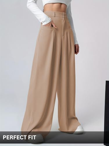 Image of GRECIILOOKS Trousers for Woman | Womens High Rise High Waist Flared Korean Style | Formal Pant for Women Office Wear| Track Pants for Womans Elegant for College & Events (Available in Plus Size)