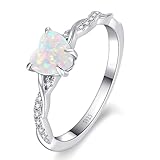 Yaresul 1.25ct Created Opal Ring for Women Sterling Silver Fire Opal Heart Ring for Women Promise Ring Engagement Ring for Anniversary Token of Love Size 8