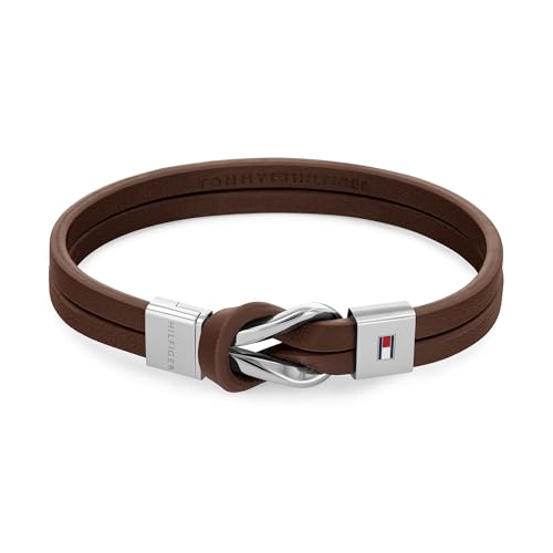Tommy Hilfiger Men's 2790441 Stainless Steel & Brown Leather Bracelet, Brown, One Size
