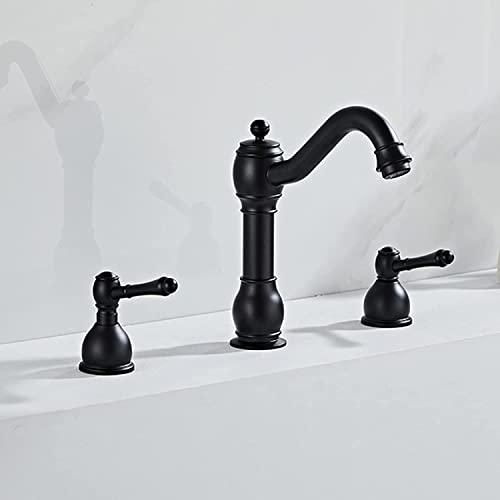 Robinet de lavabo à deux poignées noir pour une cuisine familiale chaleureuse