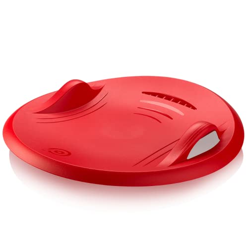 Gizmo Riders Schneerutscher für Kinder, 60 cm - Schneeteller aus hochwertigem Kunststoff - Runder Schlittenteller mit Bremse - Kinder Tellerrutscher mit ergonomischen Griffen (Rot) Cover
