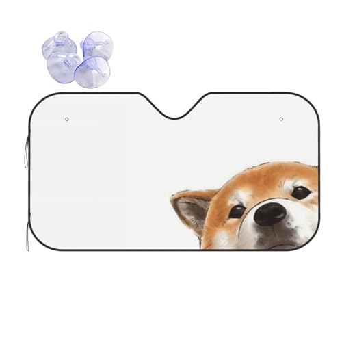 サンシェード 犬 柴犬 車 フロントガラス 遮光 断熱 Uvカット 劣化防止 吸盤2個付 簡単着脱 コンパクト収納 2サイズ選択