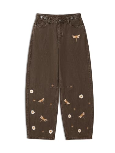 Image of The Souled Store: Barrel-Fit Denim: Women and Girls Washed Cotton Twill Barrel Fit Lightweight Adjustable Rise Everyday Casual Denim Jeans