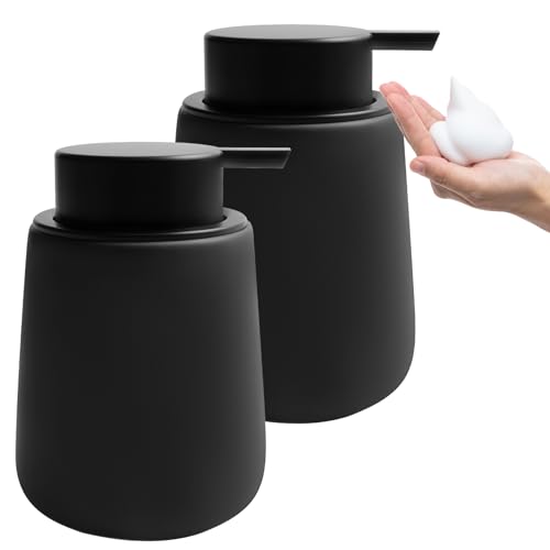 Image of Soap Foaming Dispenser Ceramic with Easy-to-Press Pump Hand Foam Dispenser for Shampoo Bathroom Kitchen 12 oz 2pcs