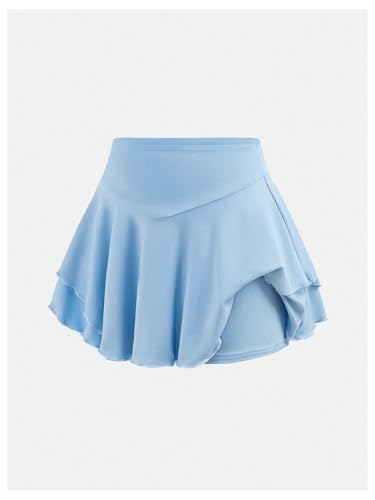 SOLY HUX Saias de tênis femininas cintura alta golfe saia atlética com shorts embaixo, Azul claro, 1