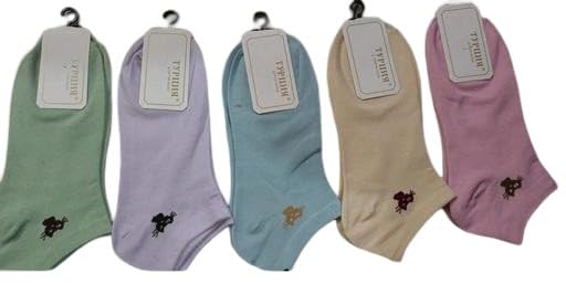 Trendy & Attractive Women's Cotton Ankle Socks | Solid Green Fashion Socks | Soft & Comfortable Regular Socks multi free size-image-45