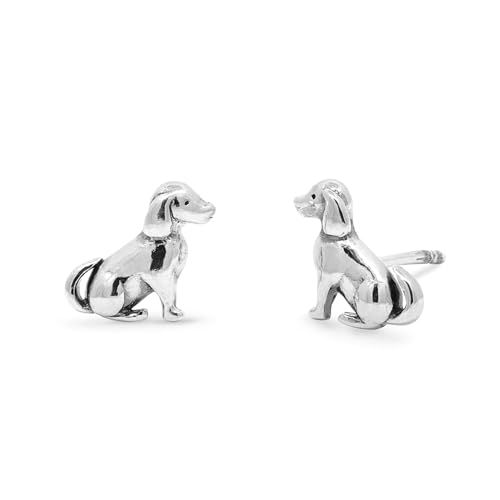 Boma Jewelry Sterling Silver Sitting Dog Puppy Stud Earrings