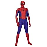 Quenny Lycra 3D Digital Printing Costumes,Women's Cape Big Spider Print Tights,Halloween Stage Performance Cosplay Costumes.Red Blue,Children's X-Large(10-11Y)