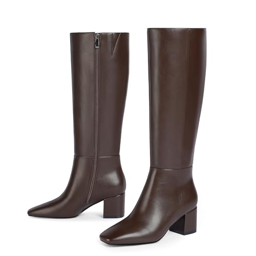 Knee High Boots Women Chunky Heel Square Toe Tall Boots for Women Block Mid Heeled Long Fall Boots with Side Zipper2