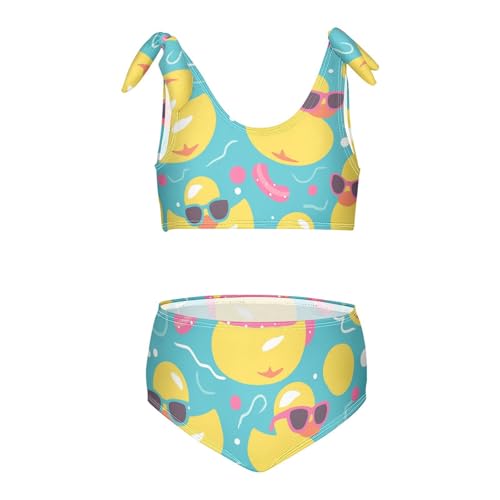 KLL Rubber Duck Sunglasses Girl Two Piece Bikini Set Beach Swimsuits Swimming Suits Adjustable Shoulder Strap