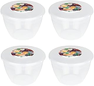 1 Pint Pudding Basin and Lid Pack of 4 Plastic Pudding Basins 570ml (1pt) Medium Size Food Safe Steaming Bowls Clear