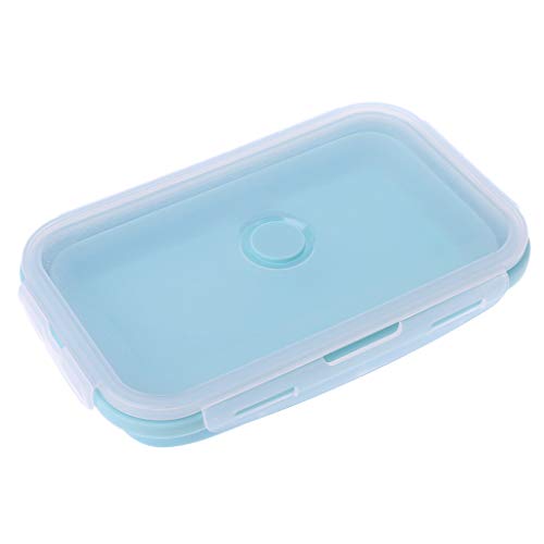 Preisvergleich Produktbild KINTRADE Faltbrotdose aus Silikon Tragbare Brotdose Brotdose - pink blau - 1200ML rechteckige Brotdose