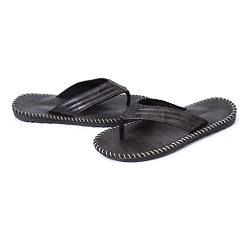 Men Flip-Flops British Fashion Beach Slippers Male Thick Bottom Non-Slip Flat Shoes Street Slippers(Beige,41 Code)4