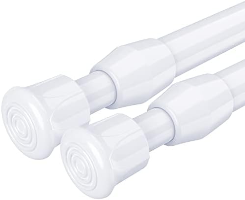 2PCS Spring Curtain Rods 28 to 41 inch Shower Tension Rod Black Spring Curtain Rod Adjustable Curtain rod Expandable Curtain Rod Pressure Curtain Rod Bars Tensions Rod (28 to 41inch-2PCS, White)