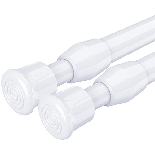 2Pcs Spring Curtain Rods 28 To 41 Inch Shower Tension Rod Black Spring Curtain Rod Adjustable Curtain Rod Expandable Curtain Rod Pressure Curtain Rod Bars Tensions Rod (28 To 41Inch-2Pcs, White) #TOP2