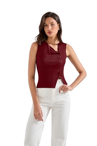 SUUKSESS Women Button Down Tank Top Sleeveless Summer Casual Vest Business Work Fitted Shirt3