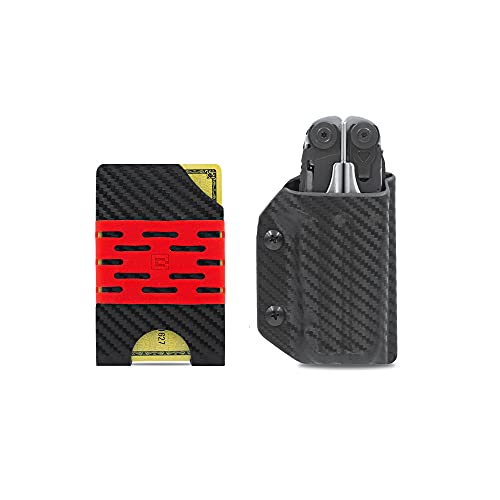 Bundle ~ Carbon Fiber Black Kydex Sheath For The Leatherman Surge Multitool & Carbon Fiber Black Kydex Minimalist Wallet Card Holder #TOP9