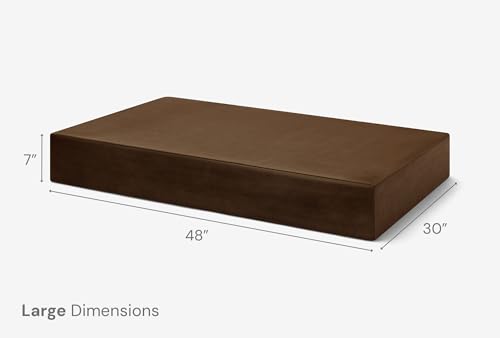 Image of Barker Beds Large Orthopedic Dog Bed - 7 inch Memory Foam Mattress - 50-70 lbs - Joint Pain & Arthritis Support - Vet Recommended, Washable Cover - Made in USA - 48 inchx30 inchx7 inch - Chocolate