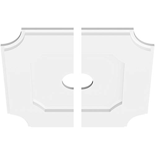 Image of Ekena Millwork CMP18LE2-03000 Locke Architectural Grade PVC Contemporary, Two Piece Urethane Ceiling Medallions 18 inchOD x 3 inchID x 10 3 /4 inchC x 1 inchP