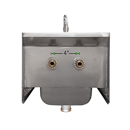 Image of AmGood Stainless Steel Wall Mount Hand Sink | NSF | Commercial Hand Washing Basin For Restaurant, Kitchen and Home (12 inch x 12 inch with Sidesplash)
