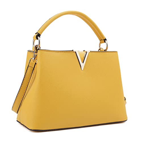 EVVE Bolso pequeño para mujer, bolso clásico con asa superior, bolsos cruzados de moda con correa para el hombro, Amarillo