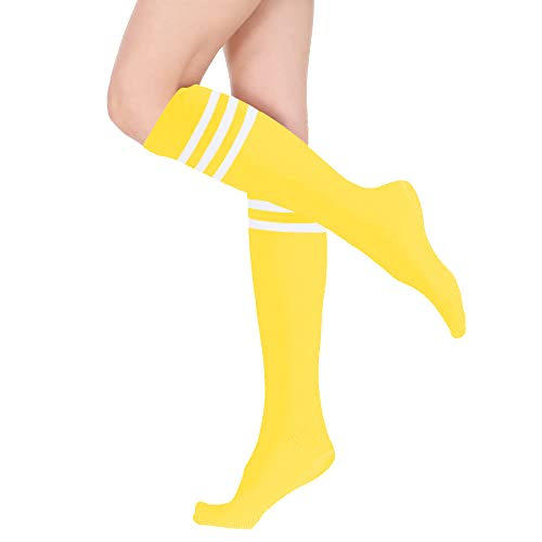 Image of DOOVID Casual Knee High Socks for Women Tube Socks Elasticity Athletic Socks Thin Stripe Knee High Stockings