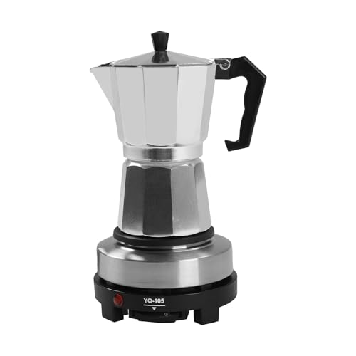 RjcdOPL Cafetière Électrique Italienne avec Base 500W, Pour 6 Tasses à Espresso, 5 Températures Réglables jusqu'à 200℃, Alliage d’aluminium, Arrêt Automatique...