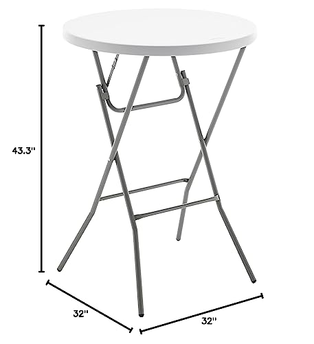 BTEXPERT 32" Round 43" Bar Height White Granite Plastic Folding Table Portable Commercial Table Banquet Card Coffee Dining Table for Wedding Party Event Home Kitchen Outdoor Set of 5