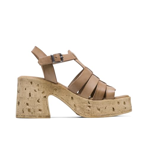 Porronet Sandalia De Tacón De Piel Taupe Zulma