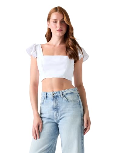 GUESS Bow Cropped top Pure White