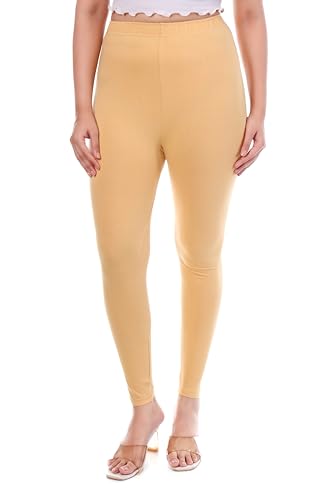 Image of TPF Women Solid Cotton Lycra Stretchable Leggings | Comfortable Ankle-Length Slim Fit Leggings for Women & Girls | Soft, Breathable Wear Bottoms
