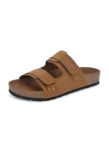Image of EL PASO Men's Leather Cushioned Cork Sole Sandal Slippers (Size 6 to 12)