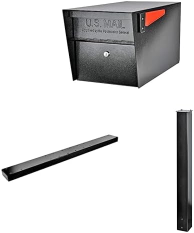 Mail Boss Mail Manager X4 In-Ground Mount Combo Kit Locking Metal Standard Mailbox - Black