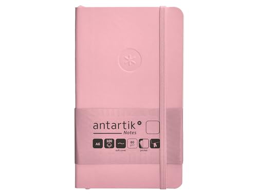Antartik CUADERNO CON GOMILLA NOTES TAPA BLANDA A6 HOJAS LISAS ROSA PASTEL 100 HOJAS 80 GR FSC