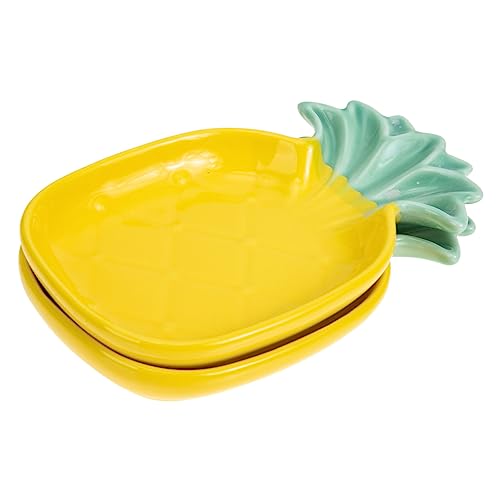 KICHOUSE 2Pcs Ceramic Sauce Dish Multi Functional Soy Sauce Bowls for Dipping Sauces Seasoning and Side Dishes Pineapple Design for Home Use and Entertaining