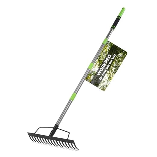 WORKPRO 65 Inch Bow Rake, 17 Tines Metal Head Rakes with High Strength Handle, Heavy Duty Garden Rake with Adjustable Handle for for Loosening Soil, Gathering Leaf, Leveling Lawn, Farming Land