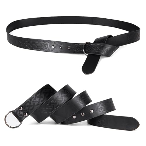 Medieval Knight Leather Belt Mens Viking Embossed Renaissance Costume Accessory