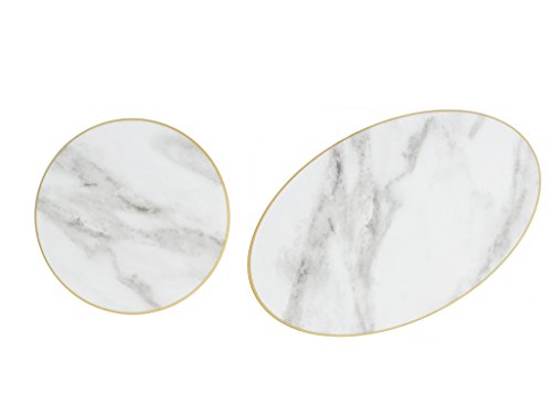Sugar & Cloth 2 Piece Serving Set, Marble/Gold Trim
